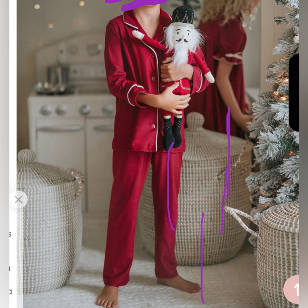 Burgundy pajamas lounge set unisex 14 Only Little Once OLO NWT